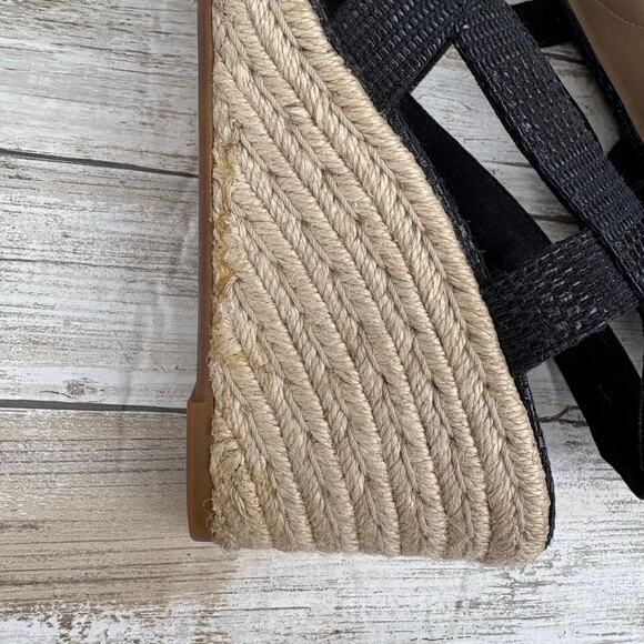 Ralph Lauren Penelopie Sandals Sz 8B Black Canvas Espadrille Slingback Coastal - Picture 9 of 11